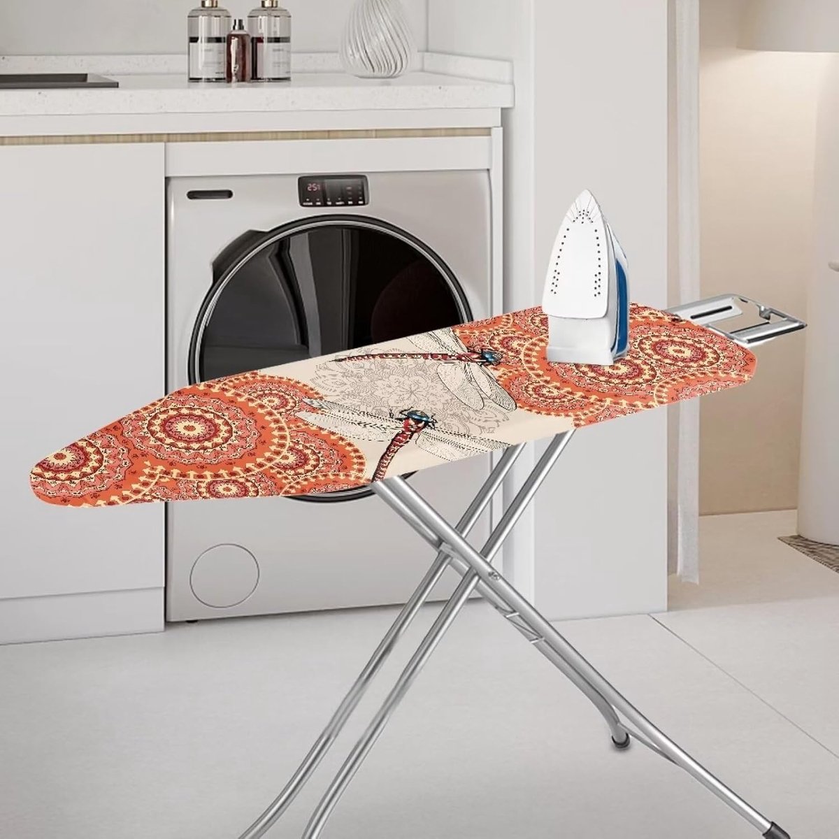 Strijkplankhoes - Strijkplankbeschermer - Kreukvrij Strijken - Elastische Rand - Standaard Maat - Boho Mandala Patroon