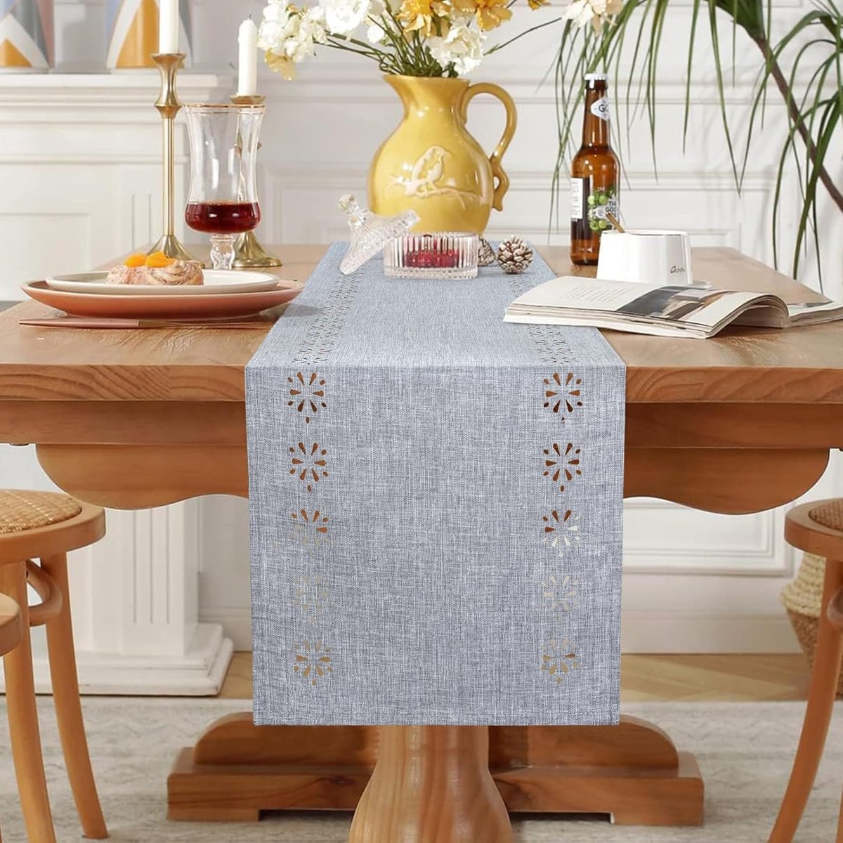 Tafelrunner Grijs Linnen 32x180 cm Modern en Boho Chic voor Keuken, Diner en Feesten