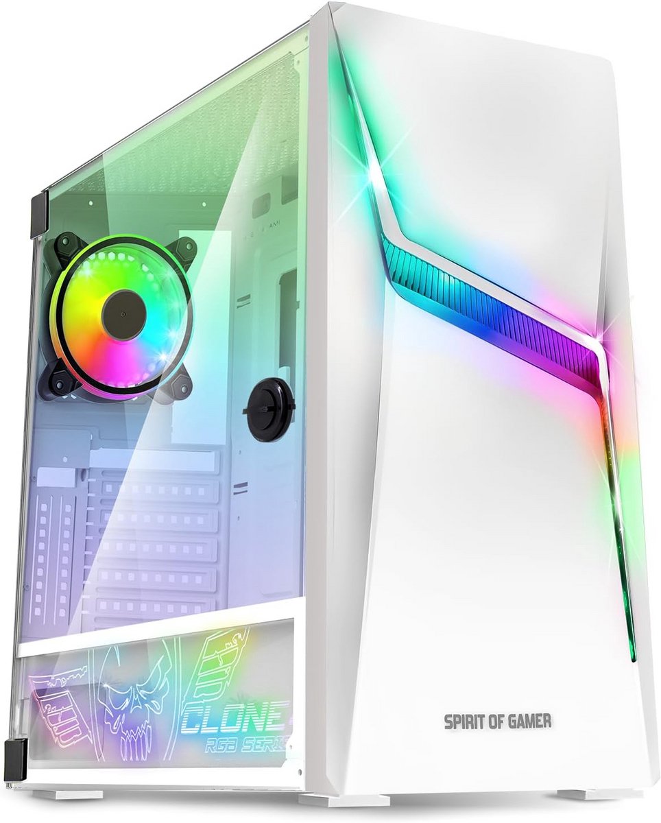 RGB Gaming PC Behuizing - Midtower met Gehard Glas Zijkant en 2 Adresseerbare Ventilatie