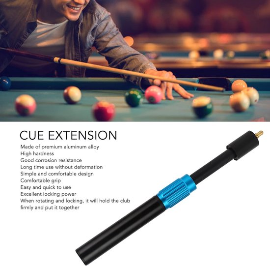 9 Inch Verlengstuk Keu voor Biljart en Snooker - Telescopische Aluminium Verlengstaak — afbeelding 2
