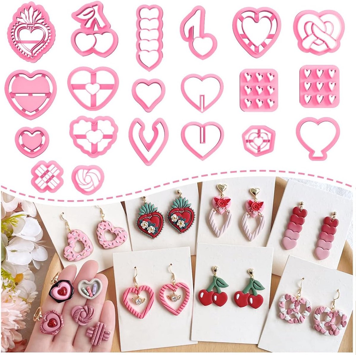 20 Delige Set Hartvormige Kleisnijders voor Valentijnsdag – Ideaal voor Sieraden en Ambachten