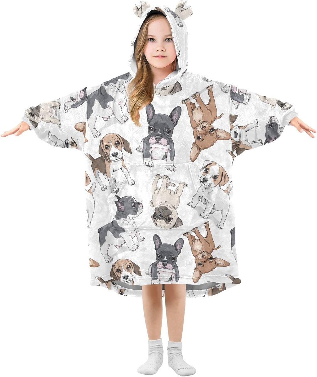 Oversized Deken Hoodie voor Kinderen - Warm Fleece Hoodie met Capuchon en Voorvak - Ideaal voor Meisjes en Jongens