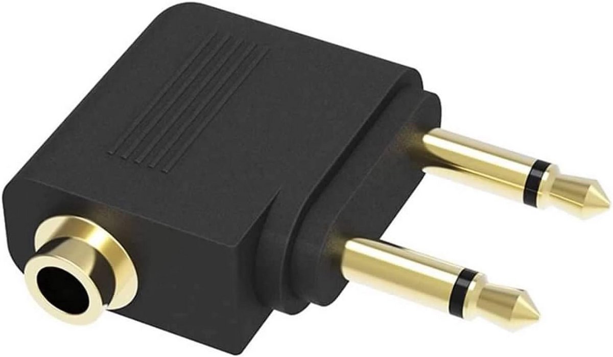 2x Stuks Vliegtuig Hoofdtelefoon Adapter 3.5mm Jack naar Dual Audio Inflight Systeem