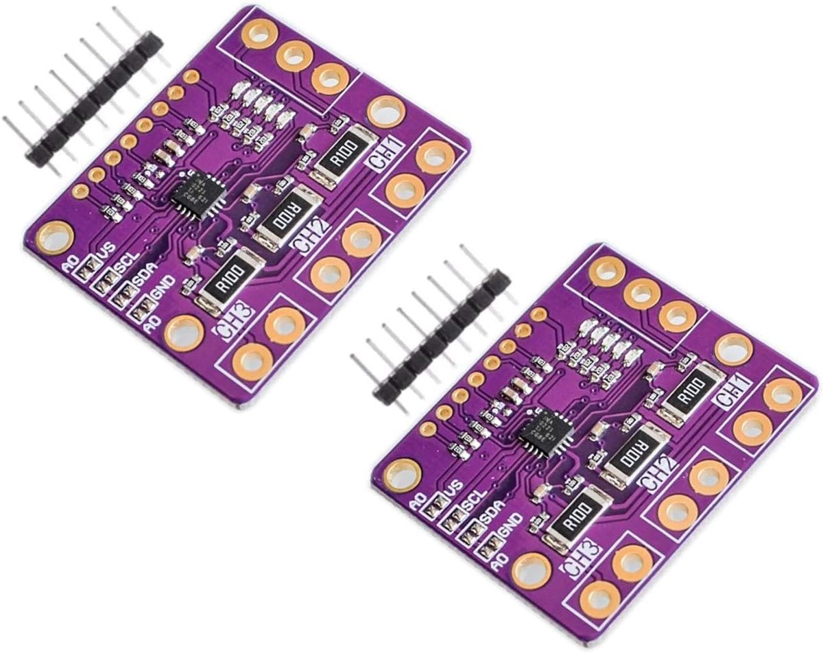 Stroom Voltage Sensor - Monitor Module - Energie Meten - Triple Channel - 0 tot 26V - Lila