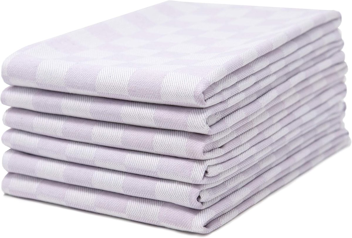 Set van 6 Absorberende Katoenen Theedoeken - 46x70 cm Keukenhanddoeken Lila