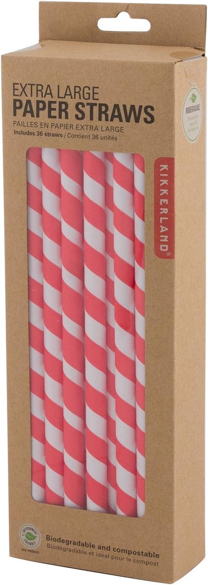 Extra Dikke Rietjes XL - Rood Wit Gestreept - Milieuvriendelijk Papier