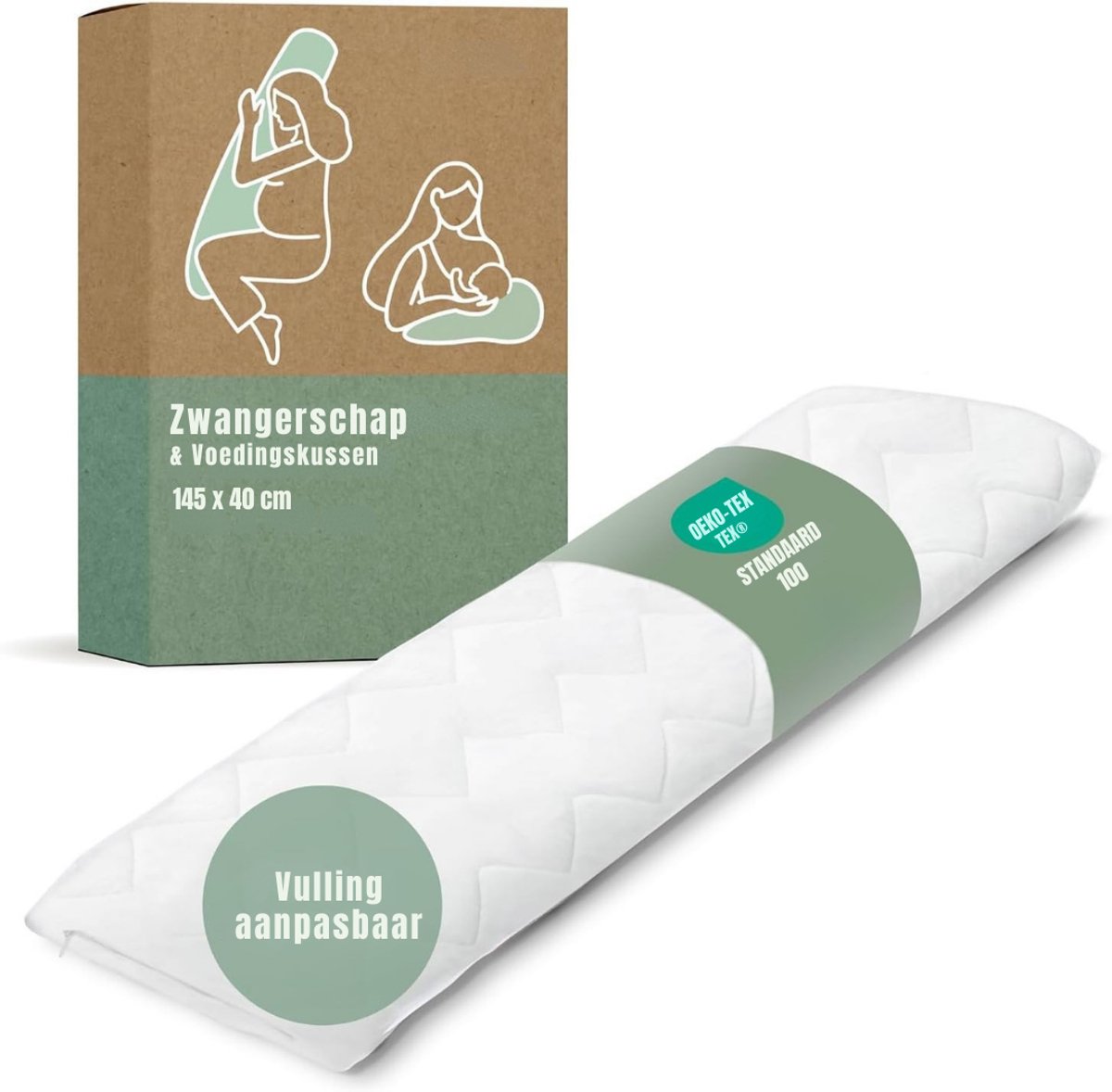 DnA® Kniekussen - Kniekussen Voor In Bed - Kniekussen Voor In Bed Zijslapers - Wit - ‎145cm x 40cm x 40cm