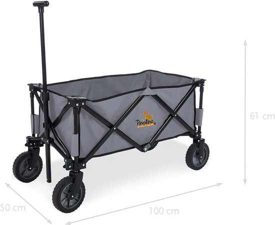 Opvouwbare Bolderkar met Telescoopstang en PU-Wielen, Laadvermogen 50 kg, Grijs van Opvouwbare Bolderkar — afbeelding 2