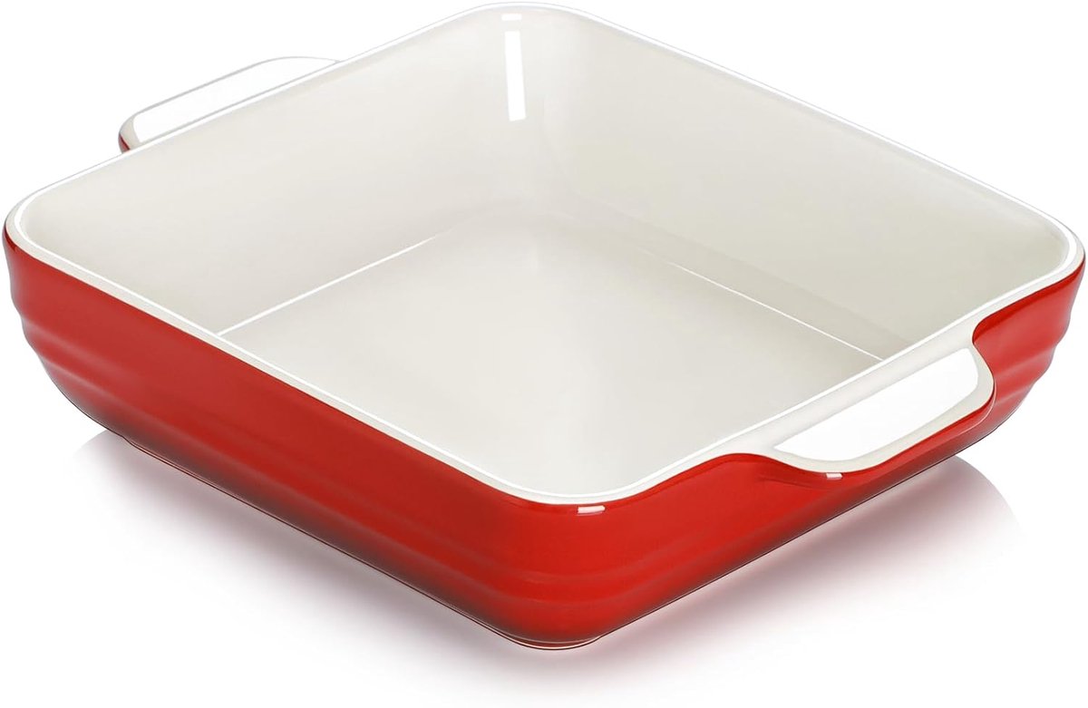 Keramische Ovenschaal Vierkant 20x20 cm met Handvatten - 1.5L Braadpan voor Lasagne en Schotels