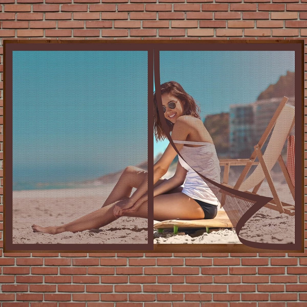 Magnetisch Hor Voor Raam 100x60 cm Vliegengaas Zelfklevend Eenvoudige Montage