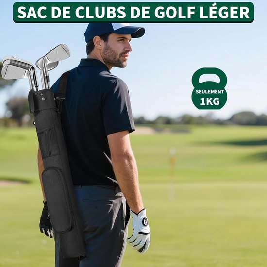 Lichte en draagbare golf tas van 120 cm met verstelbare schouderbanden, 2 opbergvakken en geschikt voor oefen- en golfbanen — afbeelding 4