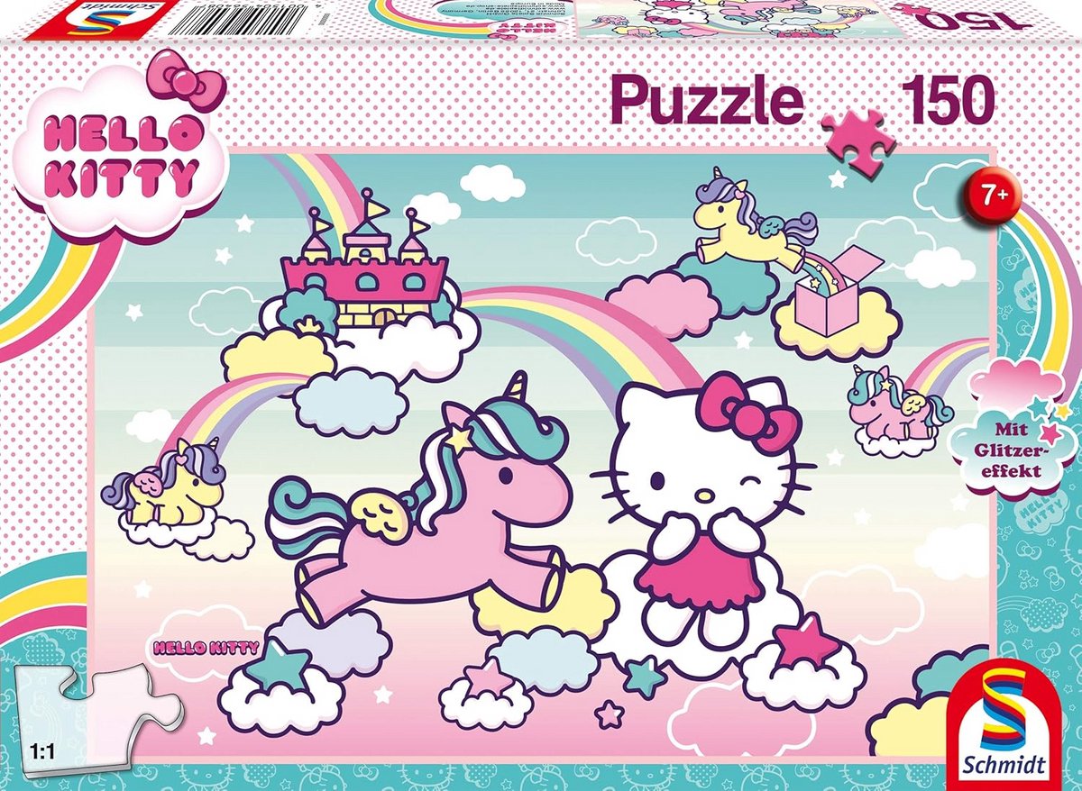 Glitter Puzzel 150 Stukjes - Kleurrijke Eenhoorn Kinderpuzzel