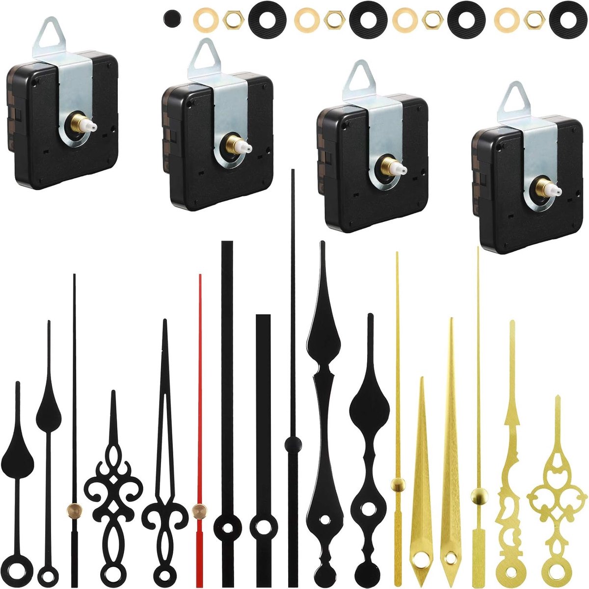 4-delige Stille Quartz Uurwerk Set voor Klok Reparatie en DIY Projecten
