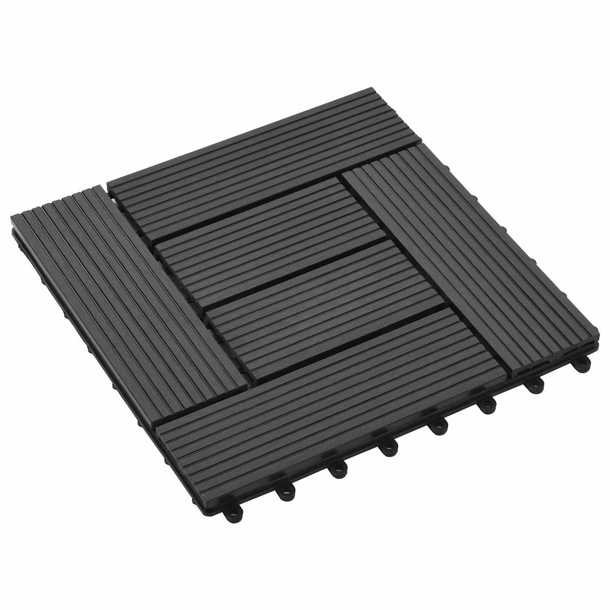 vidaXL - Terras - Tegel - 11 - pcs - Zwart - 30 - x - 30 - cm - WPC