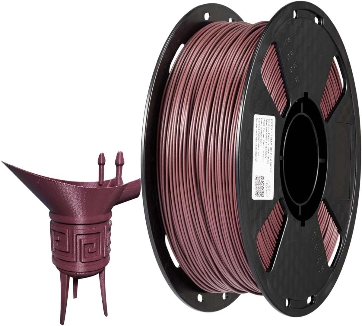 3D Printer Filament - PETG Koolstofvezel - Modelbouw - Hoge Sterkte - 1.75mm 1KG - Kastanjebruin Rood