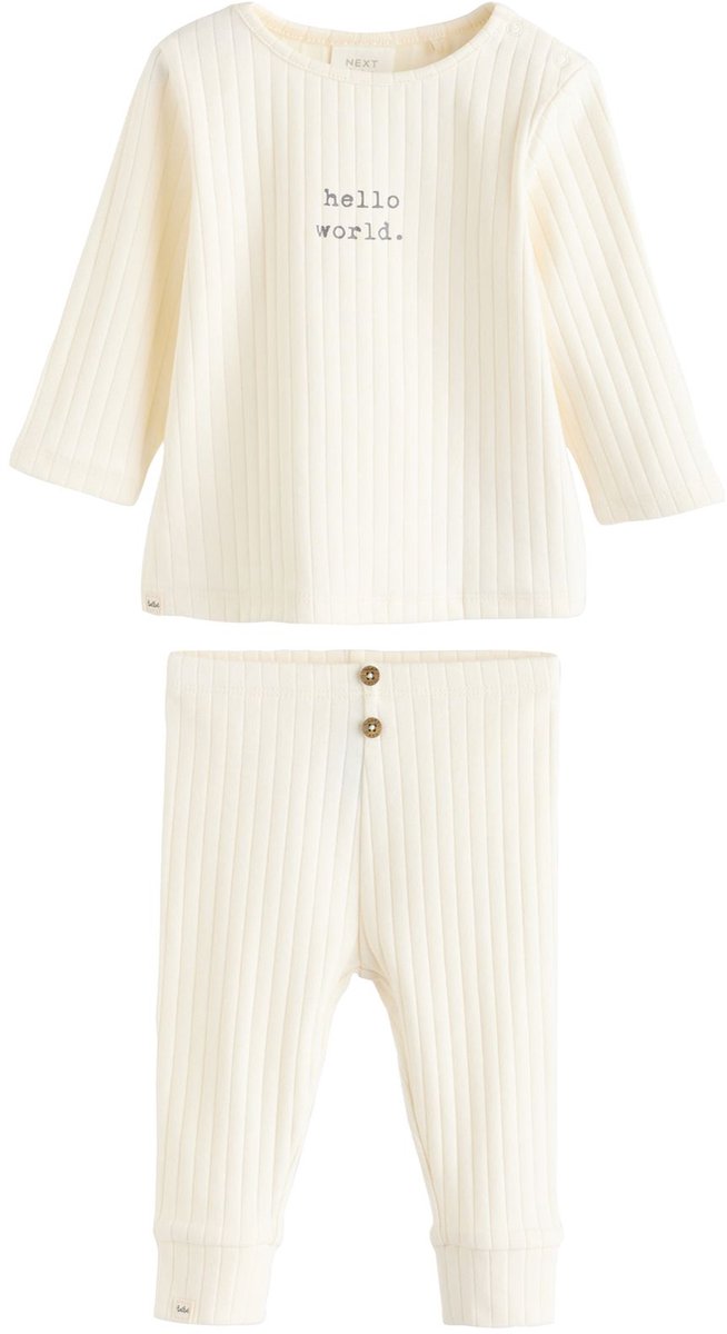 Next - Pasgeboren unisex - Hello World set top en legging voor baby's - Crème