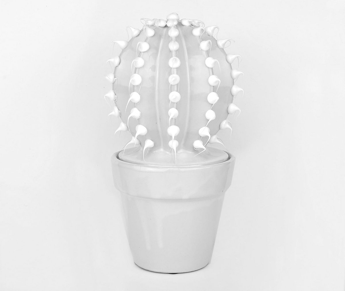 Handgemaakte Keramiek Cactussieraden in Wit/Grijs - Decoratieve Cactus M