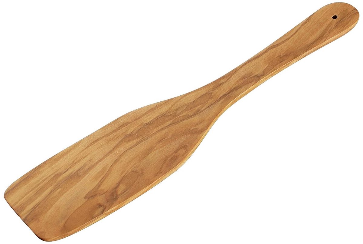 Wok spatel - Keuken spatel - Koken en roeren - Handgemaakt olijfhout - 30 cm - Bruin