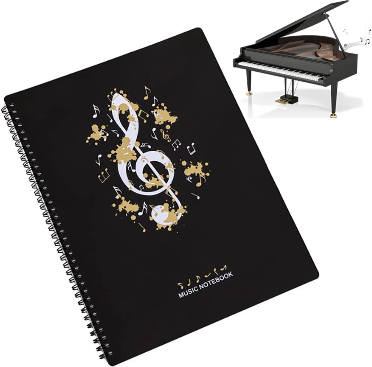 Muziekmap A4 met 20 Insteekhoezen en 180 Graden Spiraalbinding