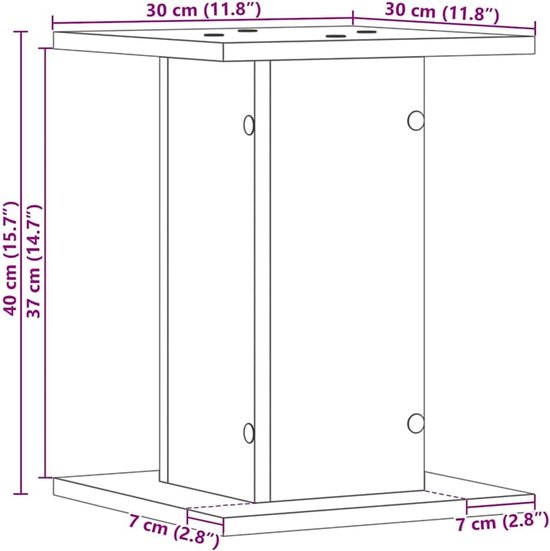 Stevige Houten Luidsprekerstandaards Zwart Eiken 30x30x40 cm — afbeelding 2