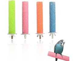 Set van 3 Houten Zittokken met Kwartszand voor Papegaaien en Vogels