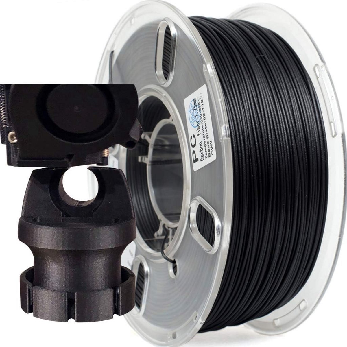 3D Printer Filament - Koolstofvezel Polycarbonaat - Precisie Printen - Hoge Stijfheid Sterkte - 1.75mm 1KG - Zwart