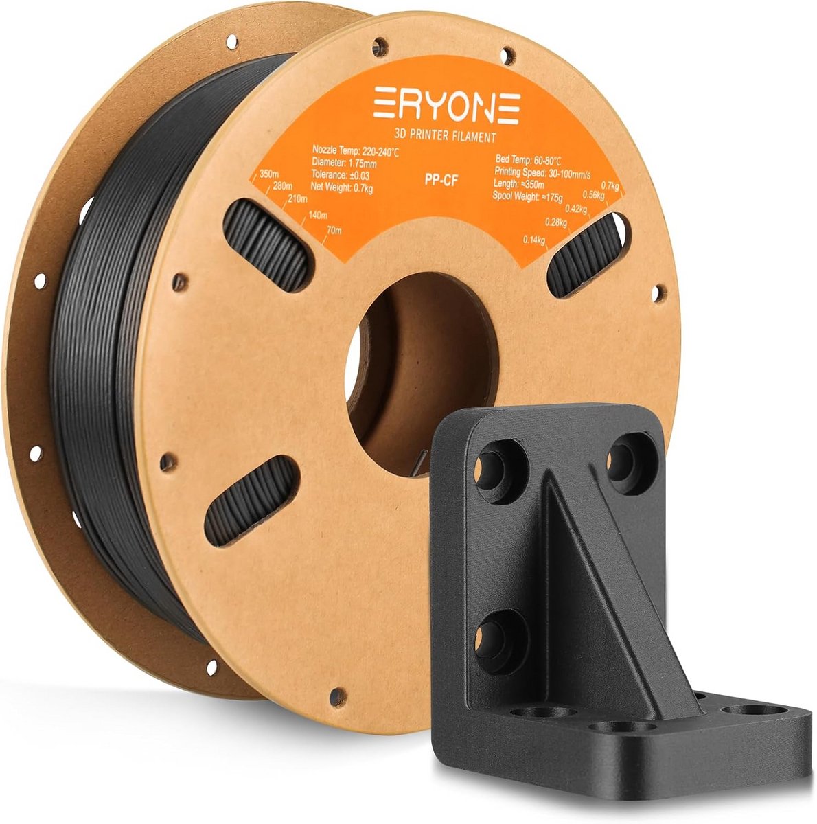 3D Printer Filament - Koolstofvezel PP - Prototypes Maken - Precisie Diameter - 700 Gram - Zwart