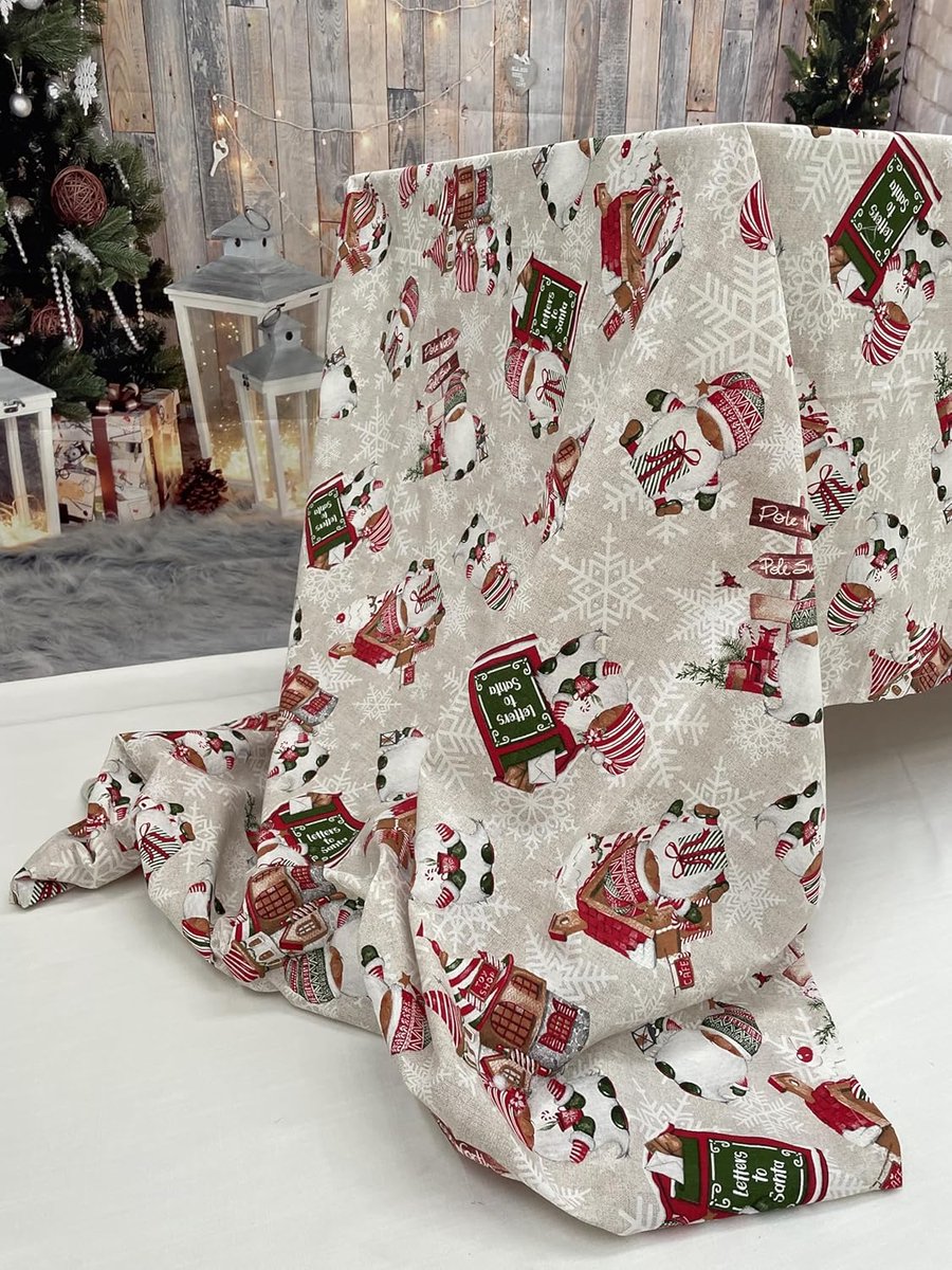 Feestelijk Tafellaken met Kabouters voor Kerst - Rood Katoenmix