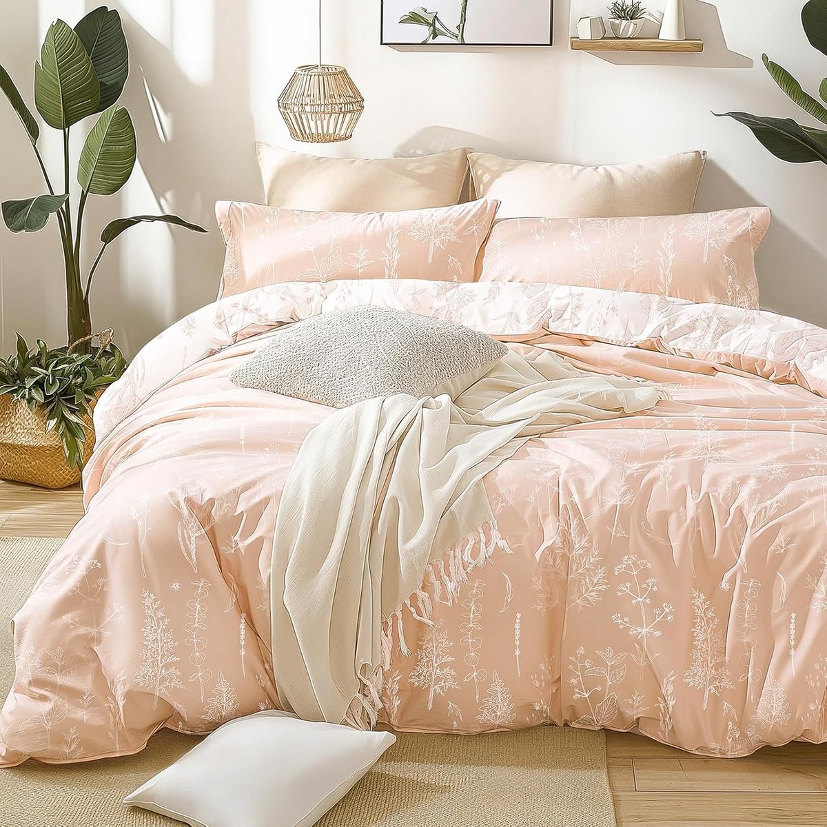 Luxe Dekbedset Volledige Maat - 3-Delige Omkeerbare Bloemendekbedhoes voor Alle Seizoenen