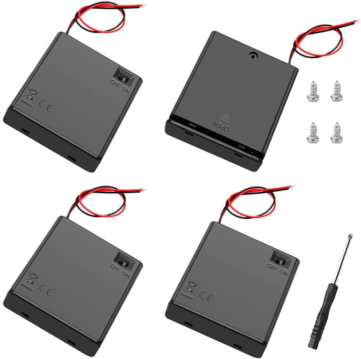 4x AA Batterijhouder met Aan/Uit Schakelaar en Deksel