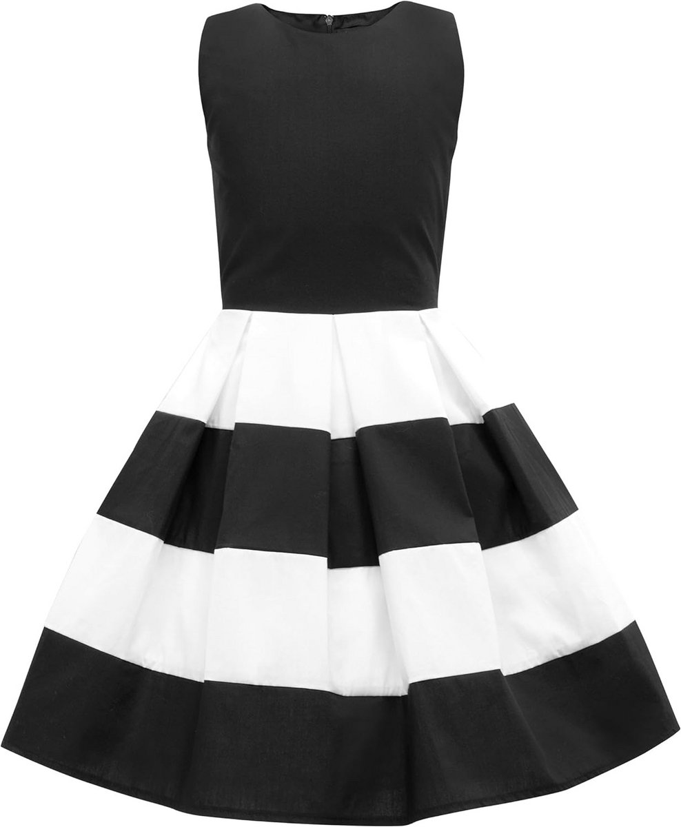 Meisjes Jurk Vintage Strepen Jaren '50 Stijl Katoen Kinderkleding