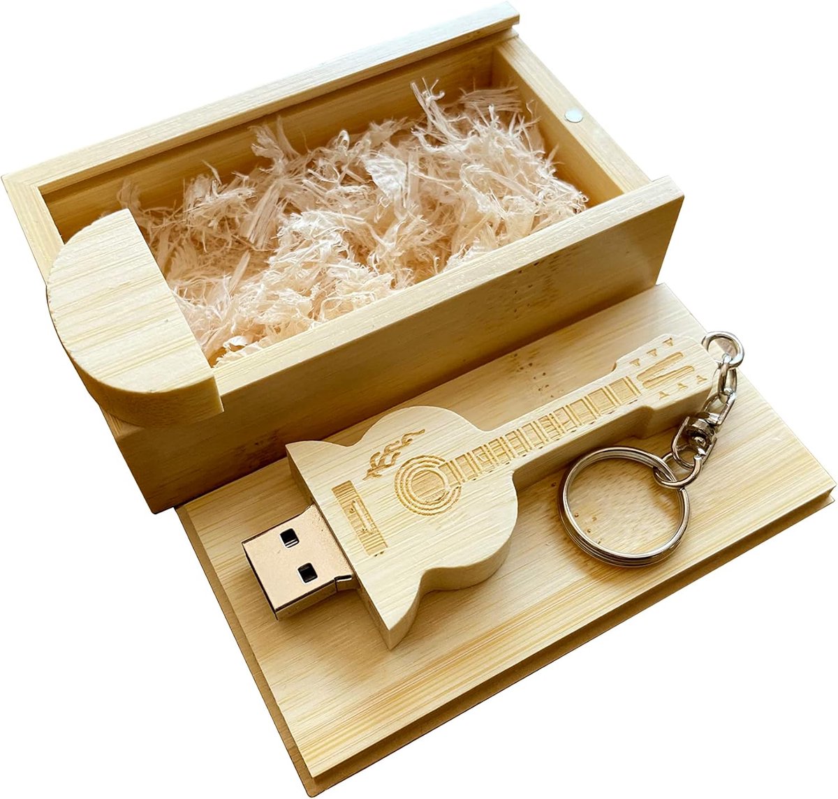 USB Stick Gitaar Vorm - 128GB Houten Geheugenstick met USB 2.0/3.0 Compatibiliteit