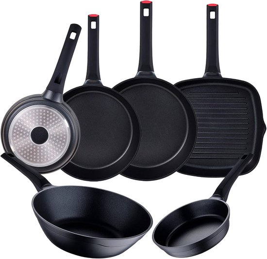 Koen Pans Complete Set van 6 Keukenpannen: Inclusief Koekenpan, Steelpan, Wokpan ...