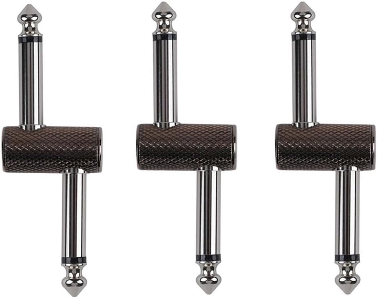 3x Korte Gitaar Effectpedaal Verbindingsstekkers 6.35mm (1/4 inch) voor Pedaalboard