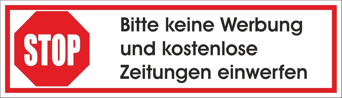 Witte Sticker Geen Reclame 3D-Effect voor Brievenbus 70x20 mm