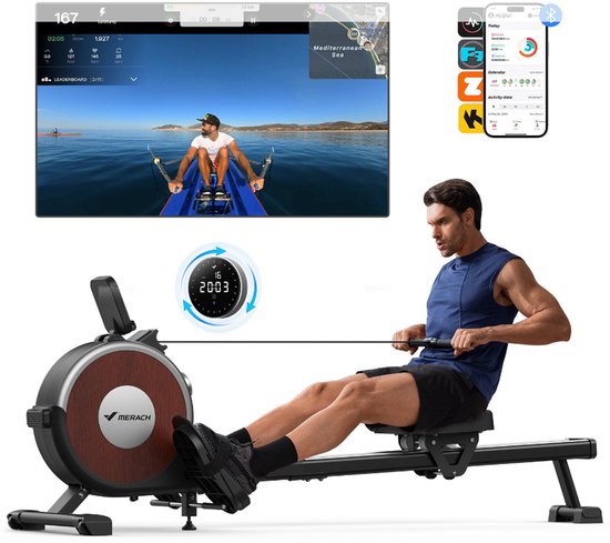 MERACH Roeitrainer Stille Magnetisch Inklapbaar Zwart - MERACH - €249,99