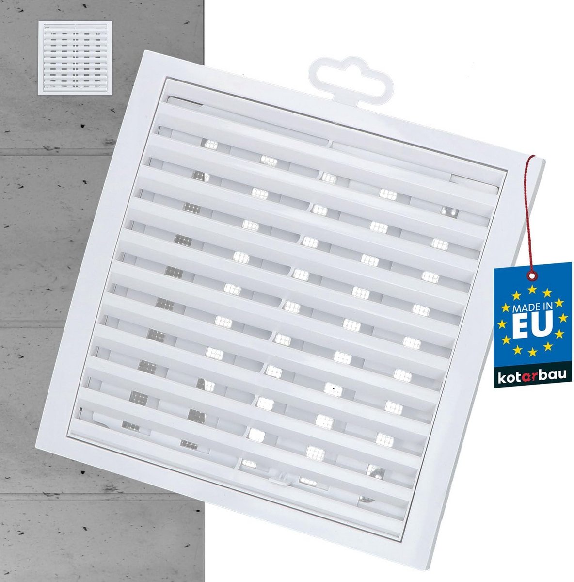 Afsluitbaar Ventilatierooster 200 x 200 mm met Insectenwering - Kunststof Luchtventilator