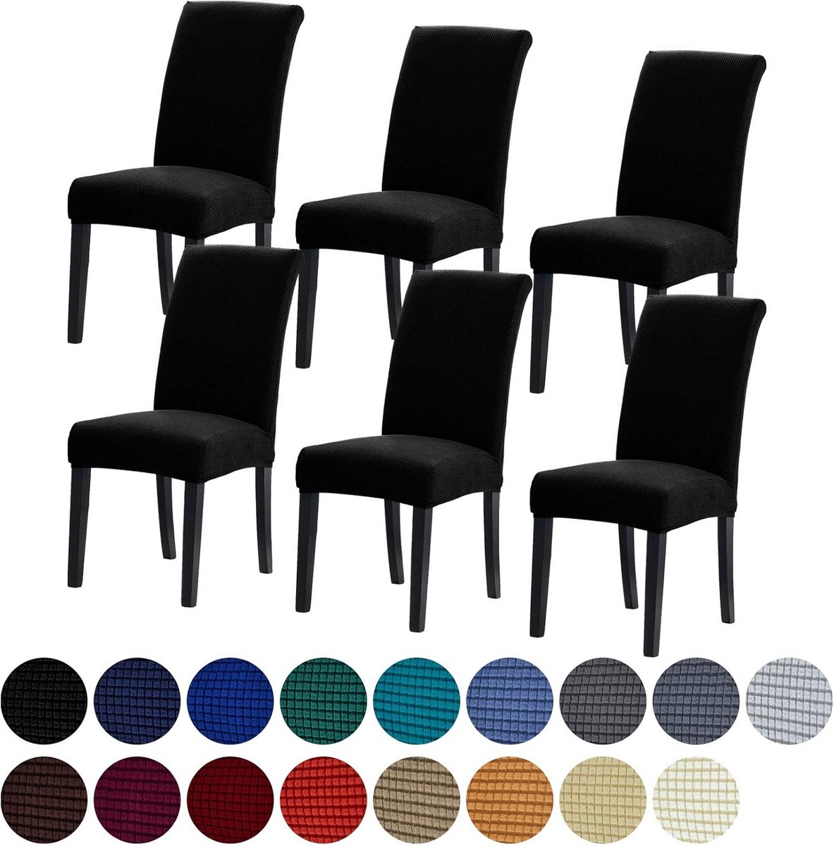 Stretch stoelhoezen voor eetkamerstoelen, set van 6, afneembaar en wasbaar, stoelbeschermer voor interieur