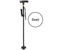 DR-HO'S Get Up & Go Wandelstok - Long variant - Opvouwbaar - Met LED-verlichting en Alarm - Antislip & Ergonomische Handgreep - Zwart