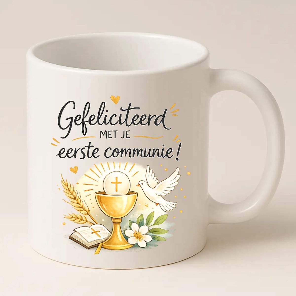Eerste Communie Mok (wit) - Communie Cadeau - Gefeliciteerd met je eerste Communie - Communie