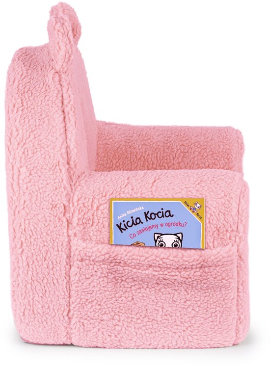 Flumi - Kinderfauteuil - Bouclé kinderstoel roze - Met oortjes - Gepersonaliseerd met naamgravure van Flumi — afbeelding 5