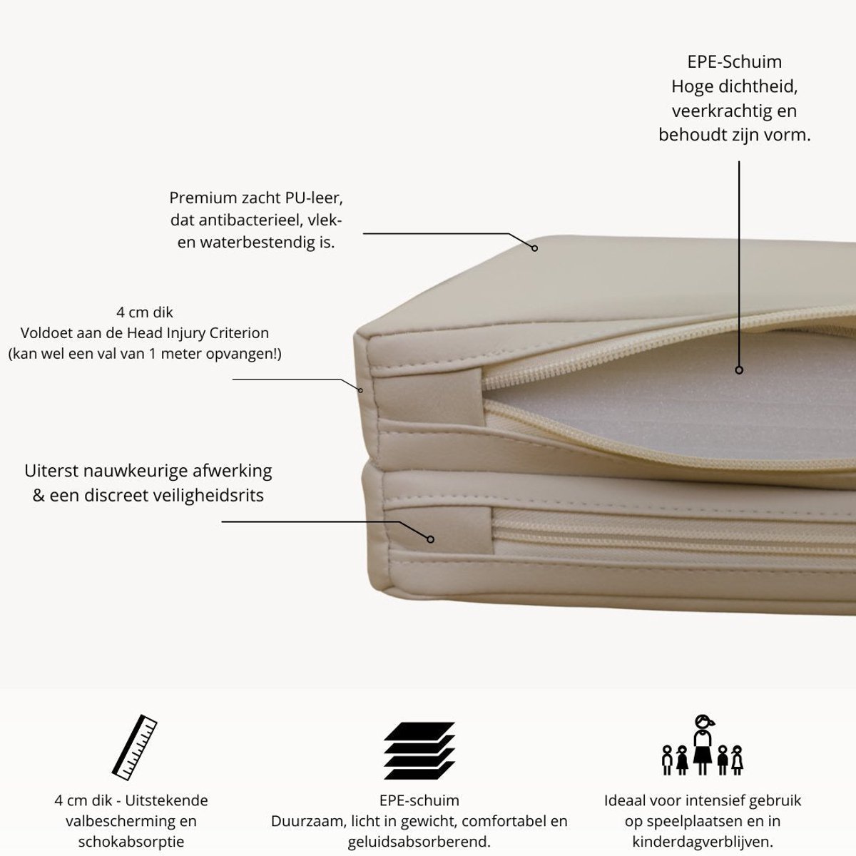 HENVAE Beige Speelmat 200 x 140 cm x 4 cm EXTRA DIK thumbnail 3