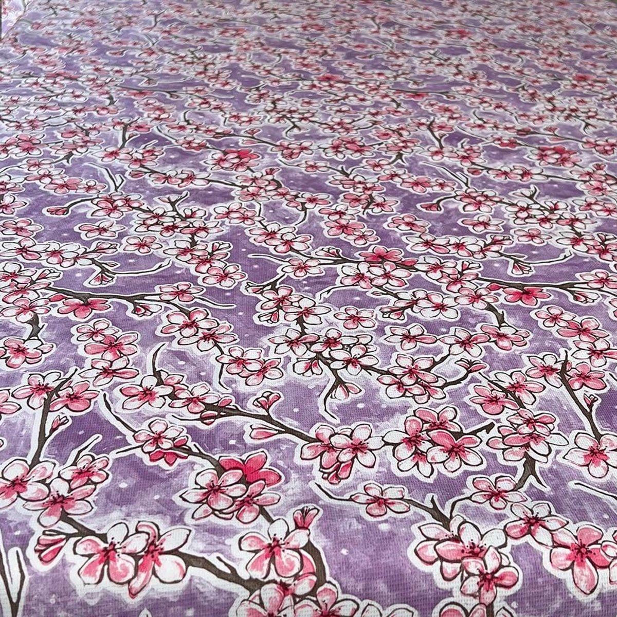Protecttable - Mexicaans tafelzeil Kersenbloesem Lila 120x300cm - Tafelkleed Afwasbaar - Kunststof