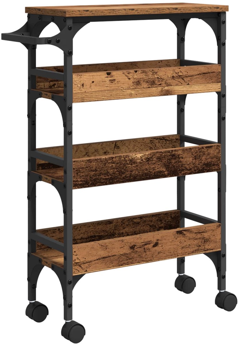 vidaXL - Keuken - Trolley - Oud - Hout - Bewerkt - hout