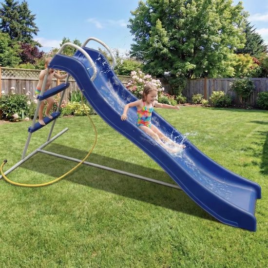 Zubaliya 1 Pièce Toboggan Kinder 1,8 Mètre - Toboggan Autoportant Intérieur Extérieur avec Fonction Eau - Modèle XSL002 - Plastique HDPE