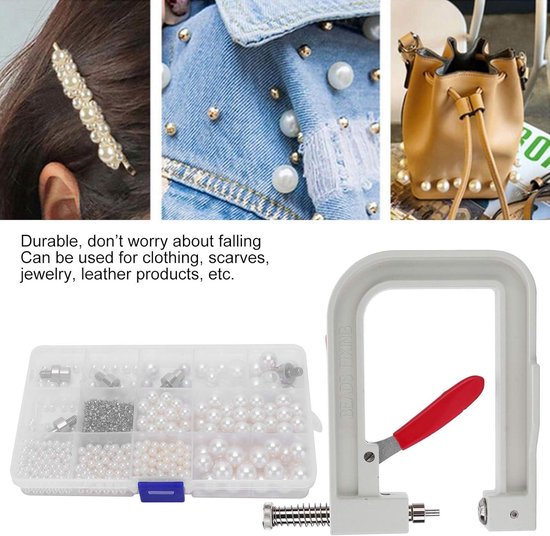 Handgemaakte kralen klinknagelknopset - Pearl Fixing Machine voor DIY Ambachtelijke Decoratie - Inclusief Handmatige Machine. van Merkloos — afbeelding 2