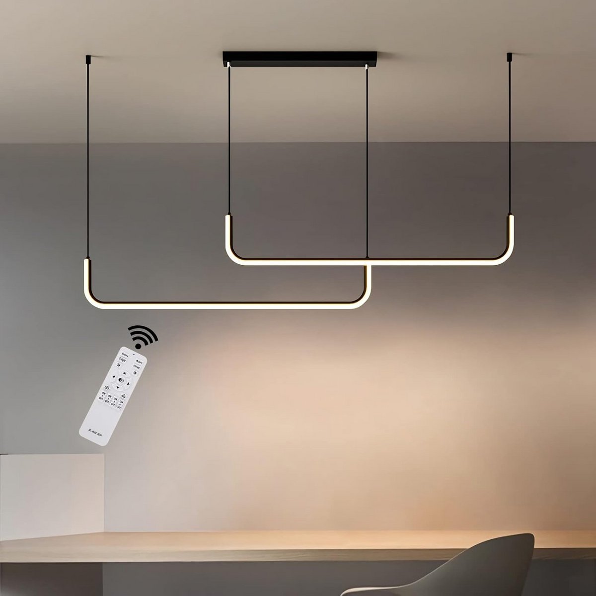Dimbare LED Hanglamp Hoogte Verstelbaar 120cm – Modern Eettafellamp met Afstandsbediening 
