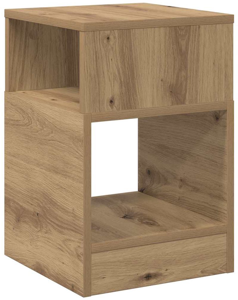 vidaXL Bijzettafel - Artisan - Eiken - 30,5 - x - 30 - x - 45 - cm - Bewerkt - hout
