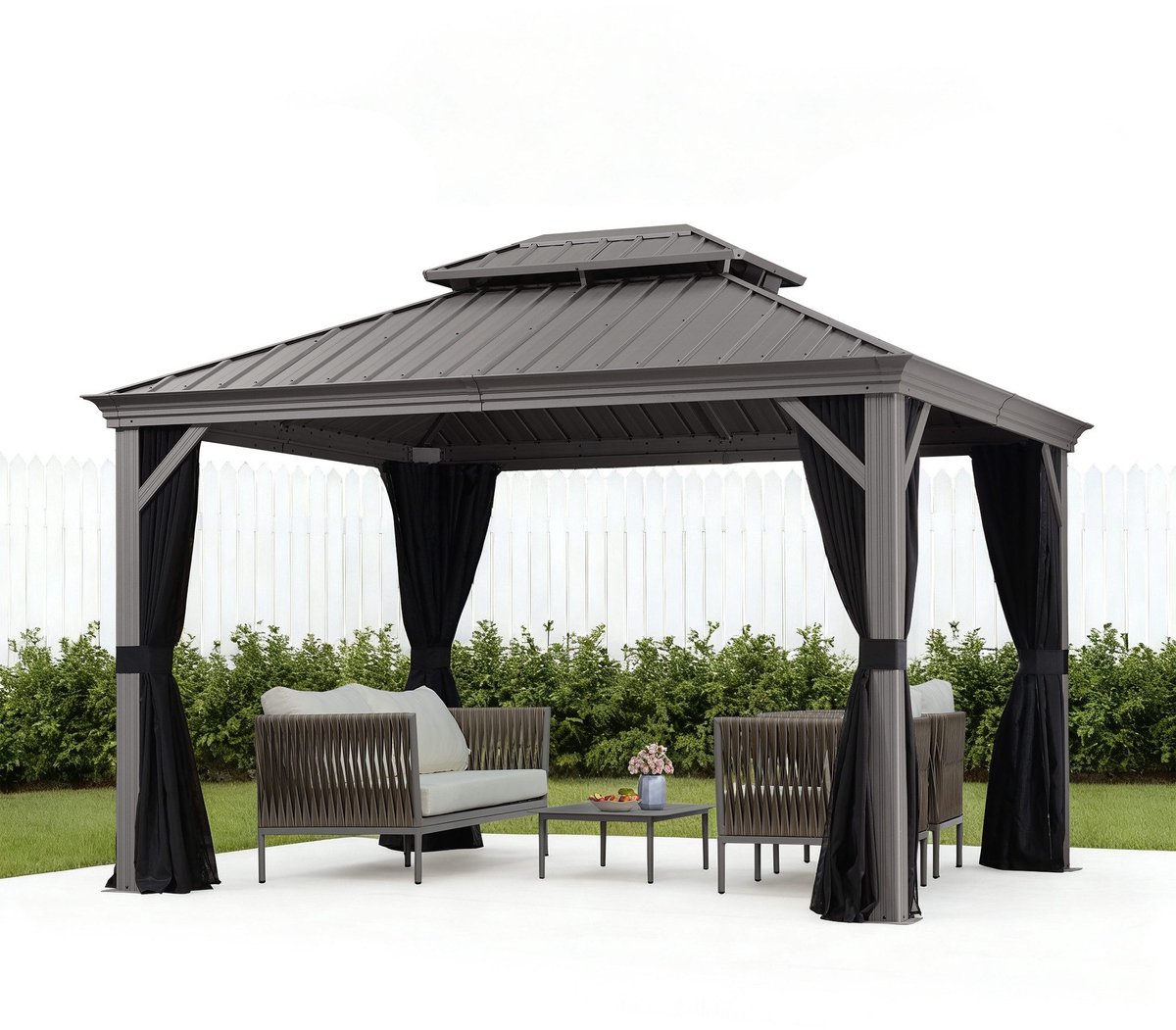 Purple Leaf Hardtop pavillon 3,65 x 3 m - gris clair luxe