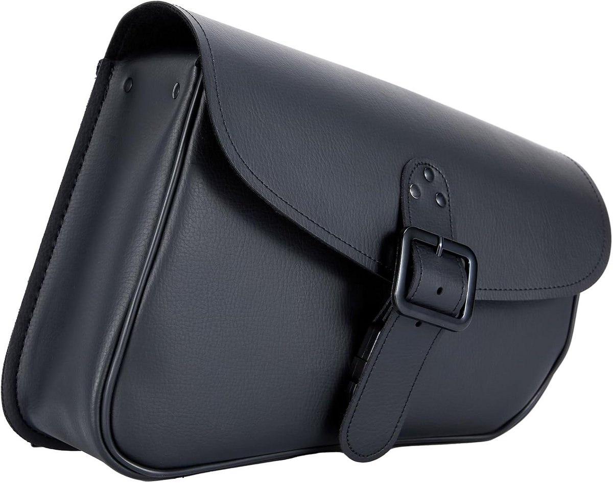 Motorfiets Achterbrug Tas van Zwart Synthetisch Leer - Verstelbare Swing Arm Zadeltas